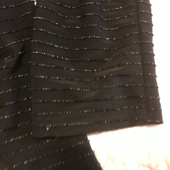 Elegant Wrapper sparkly striped black on black long sleeve top (M) - Picture 8 of 14